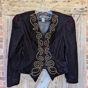 Vintage Barrie Stephens Black Velvet Jacket with Gold Embroidery